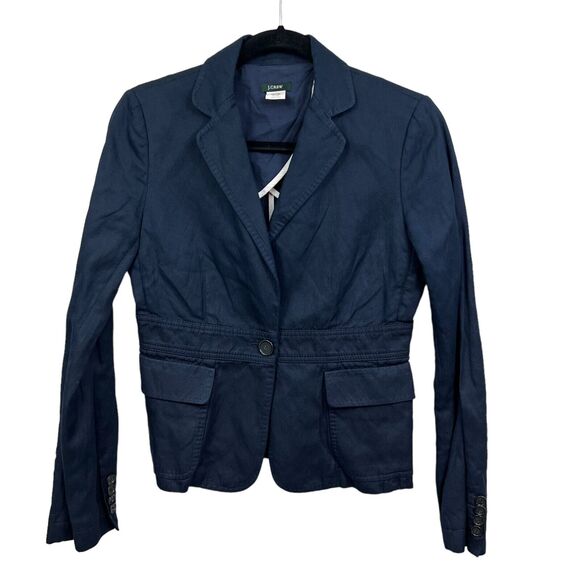 J. Crew Womens Blazer Single Buttons Flap Pockets Navy Blue Size 4 - Picture 1 of 5